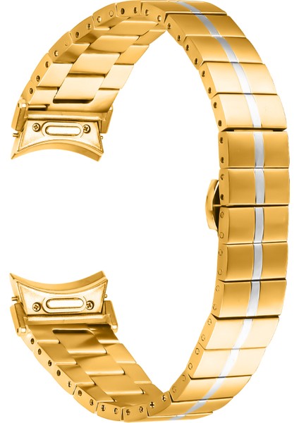 Samsung Galaxy Watch6 40MM/44MM/WATCH6 Classic 43MM/47MM Paslanmaz Çelik Kayış ve Hızlı Çıkarma Bağlantısı - Altın + Gümüş (Yurt Dışından)