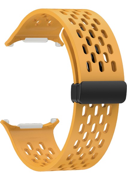 Kalebol Samsung Galaxy Watch Ultra 47MM Silikon Bant Manyetik Yedek Kayış-Sarı (Yurt Dışından)