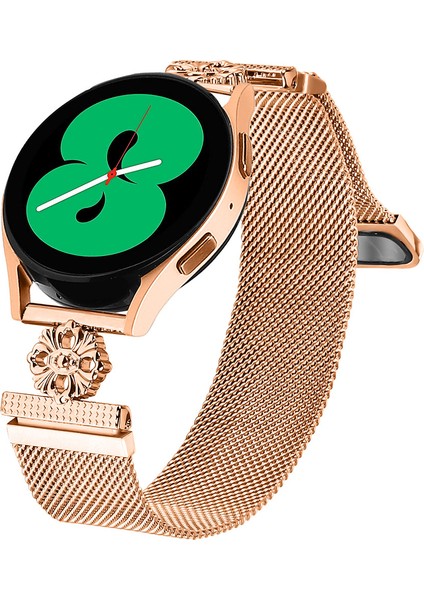 Samsung Galaxy Watch3 41MM Milano Bant Çiçek Paslanmaz Çelik Manyetik Örgü Saat Kayışı - Gül Altın (Yurt Dışından) modelleri
