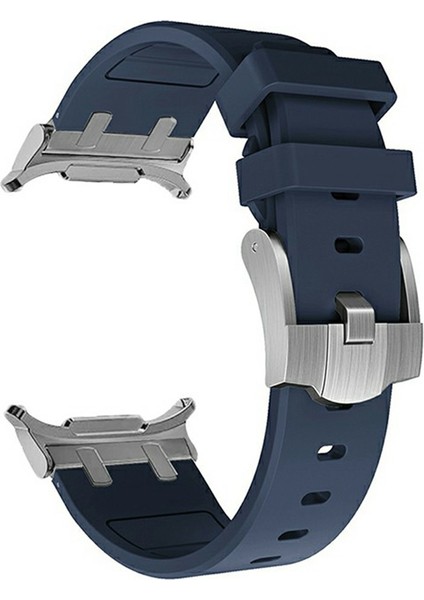 Samsung Galaxy Watch Ultra 47MM Saat Kayışı Yedek Silikon Saat Bandı - Gümüş + Mavi (Yurt Dışından)