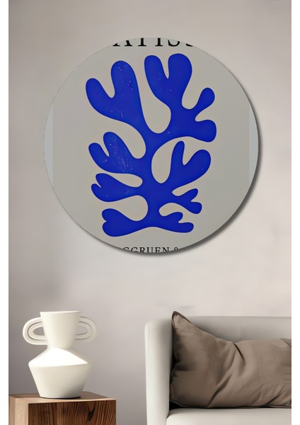 Matisse Berggruen Mavi Soyut Ahşap Mdf Dekoratif Tablo Yuvarlak Tablo