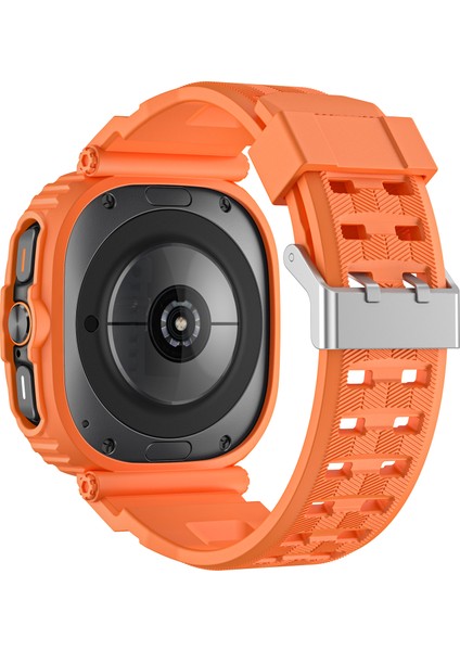 Samsung Galaxy Watch Ultra 47MM Saat Kayışı Tpu Bant ve Pc Saat Kılıfı - Turuncu (Yurt Dışından)