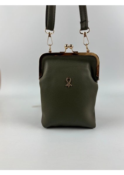 Kadın Suni Deri Haki Metal Çerçeveli Vintage Mini Boy El Çantası fiyatları