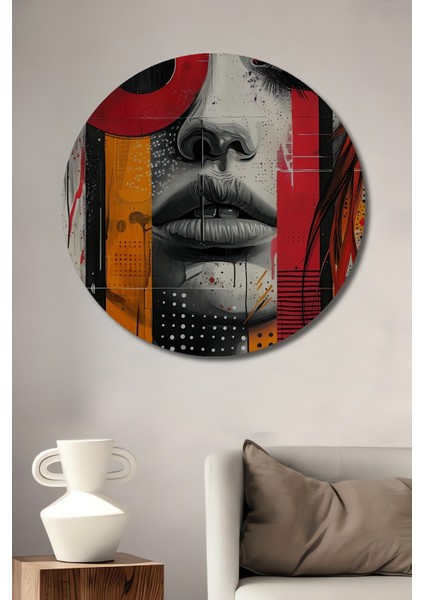 Soyut Sanat Kadın Portresi Dekoratif Ahşap Mdf Ev/işyeri Duvar Tablo Yuvarlak Ev/işyeri Duvar Tablo