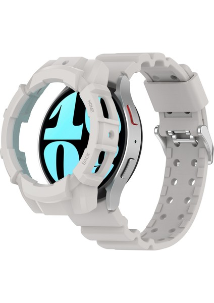 Samsung Galaxy Watch7 40MM Saat Kayışı Silikon Kayış Değişimi ve Saat Kılıfı - Açık Gri (Yurt Dışından)