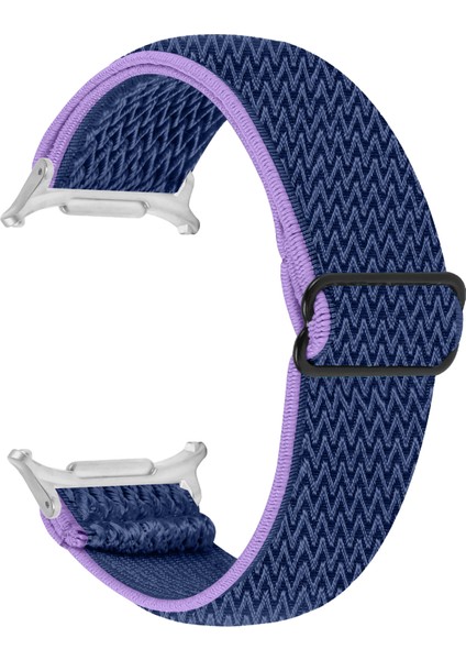 Samsung Galaxy Watch Ultra 47MM Naylon Saat Kayışı Için Gümüş Bağlantılı Ayarlanabilir Elastik Bilek Kayışı - Mor/mavi (Yurt Dışından)