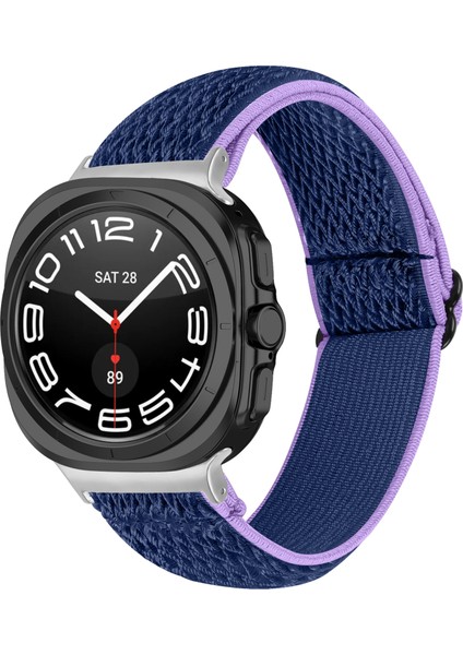 Samsung Galaxy Watch Ultra 47MM Naylon Saat Kayışı Için Gümüş Bağlantılı Ayarlanabilir Elastik Bilek Kayışı - Mor/mavi (Yurt Dışından) fiyatları