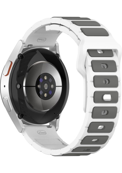 Samsung Galaxy Watch7 44MM 40MM/WATCH6 44MM 40MM/WATCH6 Classic 47MM 43MM Evrensel 20MM Çift Renkli Saat Kayışı - Beyaz+Gri Için Silikon Kayış (Yurt Dışından)