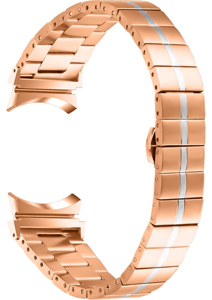 Samsung Galaxy Watch6 40MM/44MM/WATCH6 Classic 43MM/47MM Paslanmaz Çelik Kayışlı Şık Bileklik - Gül Altın + Gümüş (Yurt Dışından)