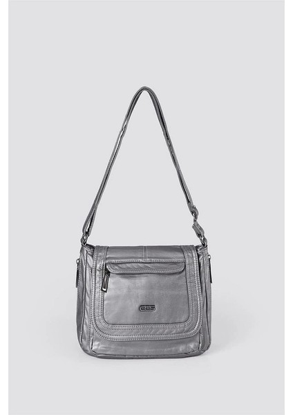 Ziwen Gri Cilt Omuz Çantası