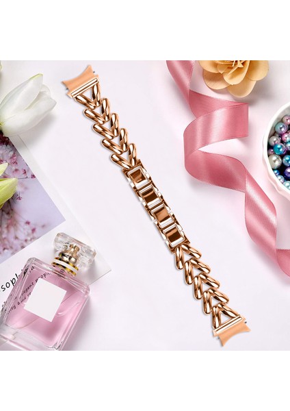 Samsung Galaxy Watch6 40MM/44MM/WATCH6 Classic 43MM/47MM Hızlı Çıkarma Bağlantılı Bükülmüş Saat Kayışı Için Çinko Alaşımlı Saat Kayışı - Gül Altını (Yurt Dışından) indirimleri