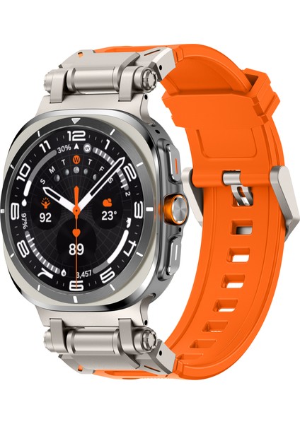 Samsung Galaxy Watch Ultra 47MM Saat Kayışı Yumuşak Tpu Ayarlanabilir Bilek Kayışı - Titanyum + Turuncu (Yurt Dışından) modelleri
