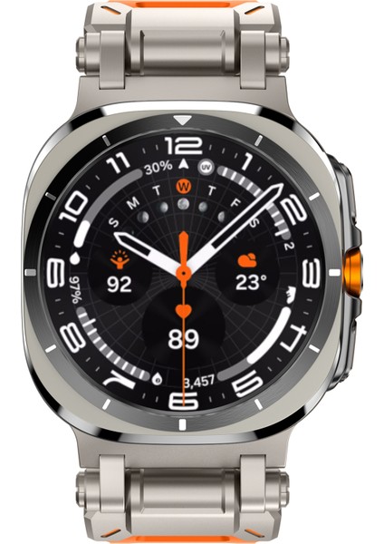 Samsung Galaxy Watch Ultra 47MM Saat Kayışı Yumuşak Tpu Ayarlanabilir Bilek Kayışı - Titanyum + Turuncu (Yurt Dışından) fırsatları