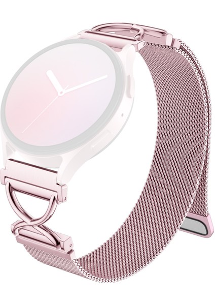 Samsung Gear Sport/gear S2 Classic Milanese Bantlı Elektroliz Kaplama Paslanmaz Çelik Manyetik Saat Kayışı ve x Şeklinde Bağlantı Parçası - Gül Pembesi (Yurt Dışından)