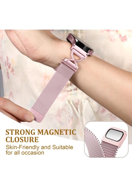 Samsung Gear Sport/gear S2 Classic Milanese Bantlı Elektroliz Kaplama Paslanmaz Çelik Manyetik Saat Kayışı ve x Şeklinde Bağlantı Parçası - Gül Pembesi (Yurt Dışından) modelleri