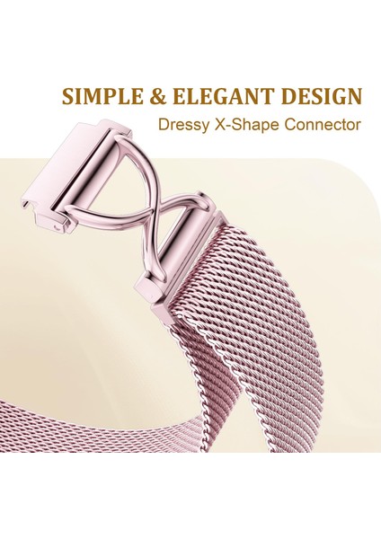 Samsung Gear Sport/gear S2 Classic Milanese Bantlı Elektroliz Kaplama Paslanmaz Çelik Manyetik Saat Kayışı ve x Şeklinde Bağlantı Parçası - Gül Pembesi (Yurt Dışından) indirimleri