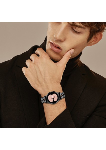 Samsung Galaxy Watch7 44MM/40MM Taşlı Dekorlu Saat Kayışı - Siyah Için Hızlı Çıkarma Bağlantılı Çinko Alaşımlı Saat Kayışı (Yurt Dışından) fırsatları