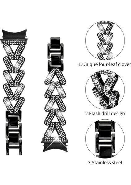 Samsung Galaxy Watch7 44MM/40MM Taşlı Dekorlu Saat Kayışı - Siyah Için Hızlı Çıkarma Bağlantılı Çinko Alaşımlı Saat Kayışı (Yurt Dışından) indirimleri