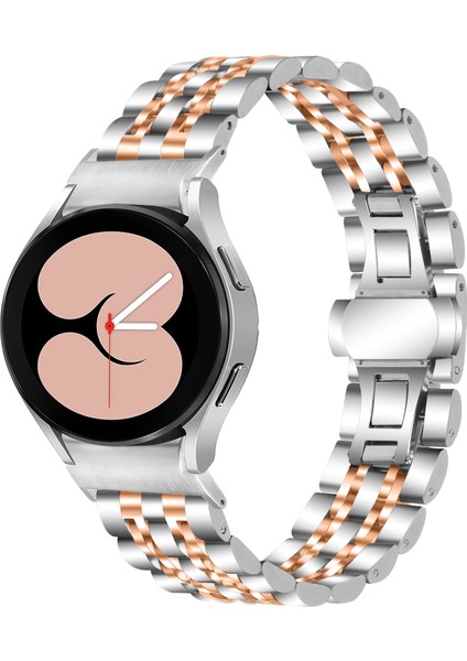 Samsung Galaxy Watch7 44MM 40MM Metal Saat Kayışı 7 Boncuklu Hızlı Çıkarma Bağlantılı Kayış - Gümüş + Gül Altın (Yurt Dışından) fiyatları