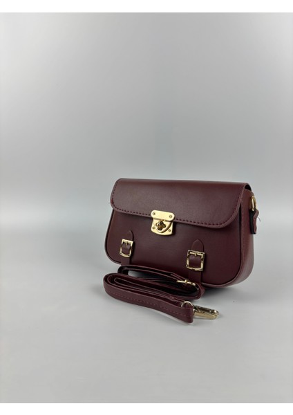 Kadın Suni Deri Bordo Tokalı Retro Mini Boy El ve Omuz Çantası fiyatları