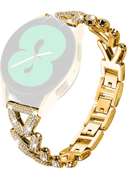 Samsung Galaxy Watch4 44MM/40MM Saat Kayışı - Altın Için Çinko Alaşımlı Bükülmüş Saat Bandı Yapay Elmas Dekoru (Yurt Dışından)