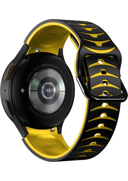 Samsung Galaxy Watch7 44MM 40MM/WATCH Fe 40MM/WATCH6 44MM 40MM Çift Renkli Saat Bandı Için Silikon Kayış - Siyah+Sarı (Yurt Dışından)