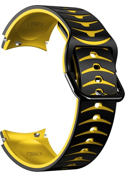 Samsung Galaxy Watch7 44MM 40MM/WATCH Fe 40MM/WATCH6 44MM 40MM Çift Renkli Saat Bandı Için Silikon Kayış - Siyah+Sarı (Yurt Dışından) modelleri