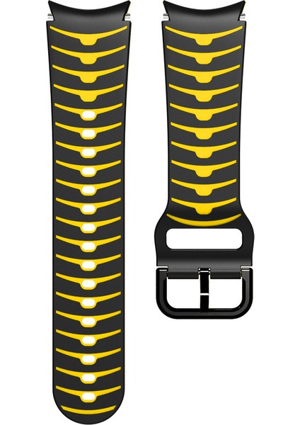 Samsung Galaxy Watch7 44MM 40MM/WATCH Fe 40MM/WATCH6 44MM 40MM Çift Renkli Saat Bandı Için Silikon Kayış - Siyah+Sarı (Yurt Dışından) fırsatları