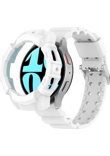 Samsung Galaxy Watch7 44MM Saat Kayışı Silikon Kayış Değişimi ve Saat Kılıfı - Beyaz (Yurt Dışından)