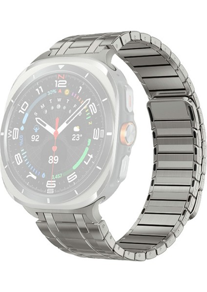 Samsung Galaxy Watch Ultra 47MM Saat Kayışı Manyetik Paslanmaz Çelik Yedek Kayış-Titanyum (Yurt Dışından)