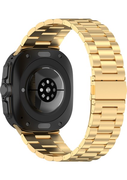 Samsung Galaxy Watch Ultra 47MM Metal Saat Kayışı Üç Boncuklu Çelik Bileklik - Altın (Yurt Dışından)