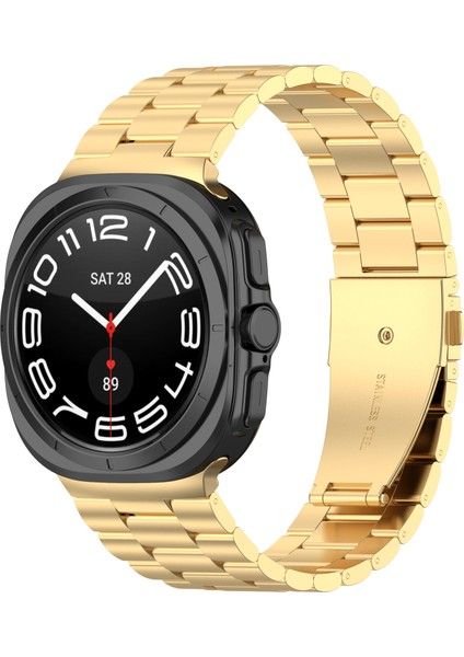 Samsung Galaxy Watch Ultra 47MM Metal Saat Kayışı Üç Boncuklu Çelik Bileklik - Altın (Yurt Dışından) indirimleri