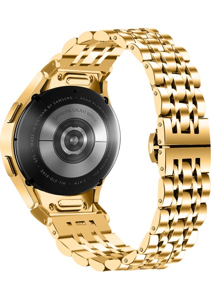 Samsung Galaxy Watch7 44MM 40MM Metal Saat Kayışı 7 Boncuklu Hızlı Çıkarma Bağlantılı Kayış - Altın (Yurt Dışından)