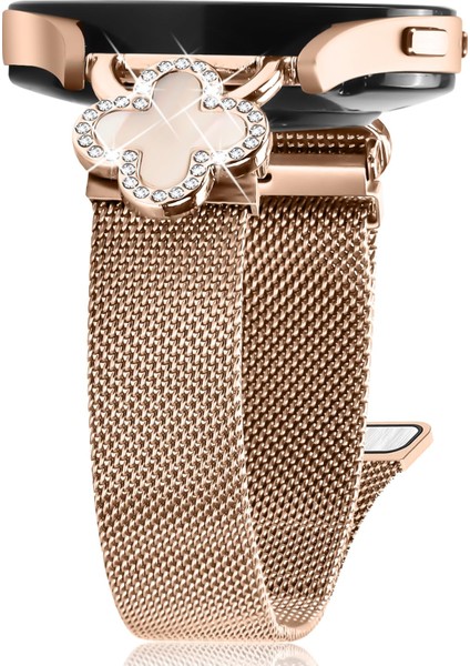 Samsung Galaxy Watch4 40MM/44MM Milano Bantlı Elektroliz Kaplama Paslanmaz Çelik Saat Kayışı Yonca Dekoru, Boyut: S-Gül Altın/renkli (Yurt Dışından) fiyatları