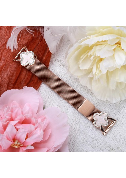 Samsung Galaxy Watch4 40MM/44MM Milano Bantlı Elektroliz Kaplama Paslanmaz Çelik Saat Kayışı Yonca Dekoru, Boyut: S-Gül Altın/renkli (Yurt Dışından) fırsatları