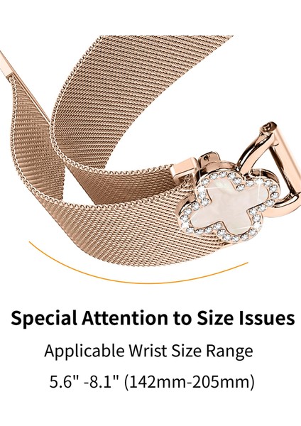 Samsung Galaxy Watch4 40MM/44MM Milano Bantlı Elektroliz Kaplama Paslanmaz Çelik Saat Kayışı Yonca Dekoru, Boyut: S-Gül Altın/renkli (Yurt Dışından) indirimleri