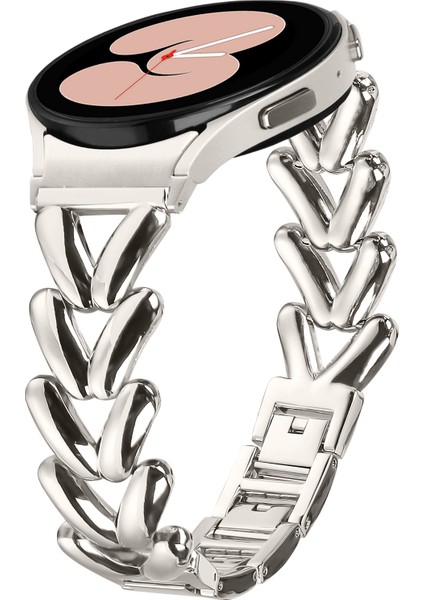 Samsung Galaxy Watch 5/watch4 40MM/44MM/45MM/46MM Hızlı Çıkarma Bağlantılı Bükülmüş Saat Kayışı Için Çinko Alaşımlı Saat Kayışı - Starlight (Yurt Dışından) fiyatları