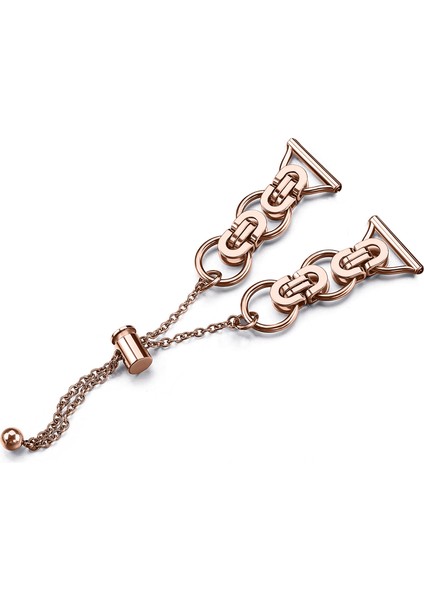 Samsung Galaxy Watch Fe 40MM Akıllı Saat Kayışı Tek Zincir Stil Metal Bilezik - Gül Altın (Yurt Dışından)