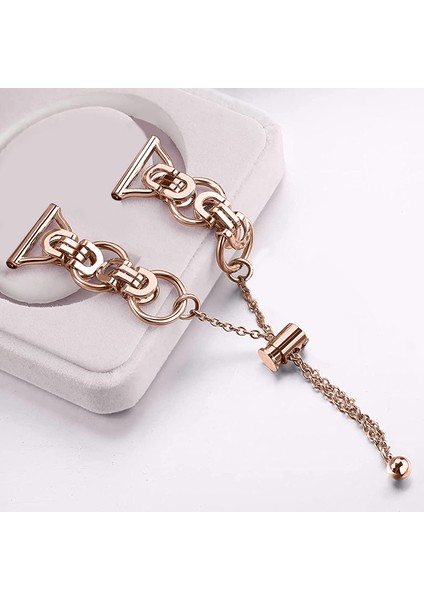 Samsung Galaxy Watch Fe 40MM Akıllı Saat Kayışı Tek Zincir Stil Metal Bilezik - Gül Altın (Yurt Dışından) modelleri