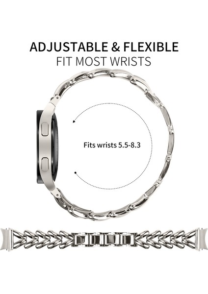 Samsung Galaxy Watch 5/watch4 40MM/44MM/45MM/46MM Hızlı Çıkarma Bağlantılı Bükülmüş Saat Kayışı Için Çinko Alaşımlı Saat Kayışı - Starlight (Yurt Dışından) fırsatları