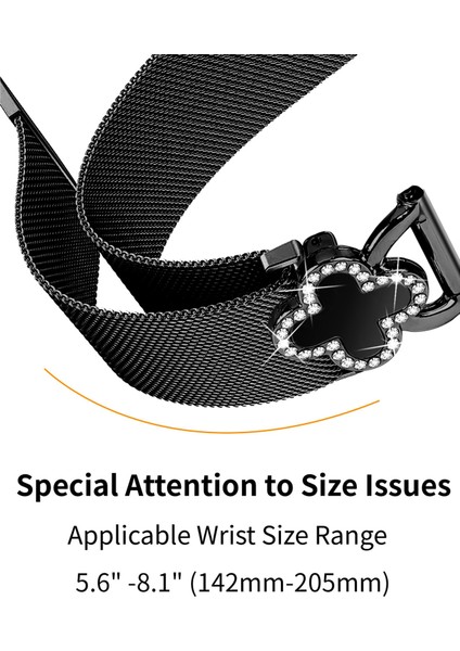 Samsung Galaxy Watch Active Milanese Band Elektroliz Kaplama Paslanmaz Çelik Saat Kayışı Yonca Dekoru, Boyut: S-Siyah/siyah (Yurt Dışından) indirimleri