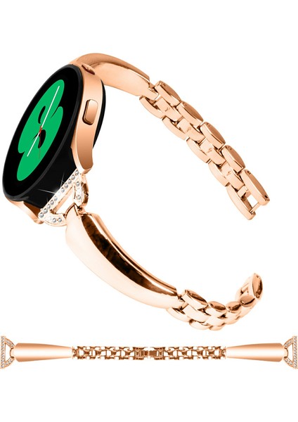 Samsung Galaxy Watch7 44MM/40MM Yedek Kayış D Şeklinde Yapay Elmas Dekorlu Alaşımlı Saat Kayışı - Gül Altın (Yurt Dışından) modelleri