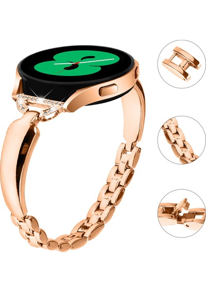 Samsung Galaxy Watch7 44MM/40MM Yedek Kayış D Şeklinde Yapay Elmas Dekorlu Alaşımlı Saat Kayışı - Gül Altın (Yurt Dışından) fırsatları