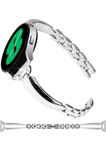 Samsung Galaxy Watch7 44MM/40MM Yedek Kayış D Şeklinde Yapay Elmas Dekorlu Alaşımlı Saat Kayışı - Gümüş (Yurt Dışından) modelleri