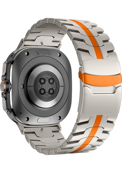 Samsung Galaxy Watch Ultra 47MM Saat Kayışı Titanyum Alaşımlı Bilek Kayışı ve Aleti - Titanyum + Turuncu (Yurt Dışından)