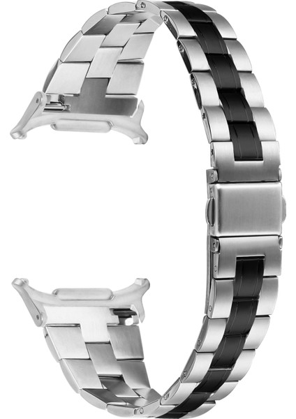 Samsung Galaxy Watch Ultra 47MM Ince Saat Kayışı Şık Paslanmaz Çelik Saat Kayışı - Gümüş/siyah (Yurt Dışından)