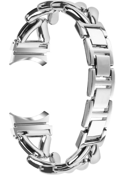 Samsung Galaxy Watch6 40MM/44MM/WATCH6 Classic 43MM/47MM Bükülmüş Saat Kayışı Için Konnektörlü Çinko Alaşımlı Saat Kayışı - Gümüş (Yurt Dışından)