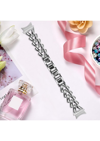 Samsung Galaxy Watch6 40MM/44MM/WATCH6 Classic 43MM/47MM Bükülmüş Saat Kayışı Için Konnektörlü Çinko Alaşımlı Saat Kayışı - Gümüş (Yurt Dışından) indirimleri