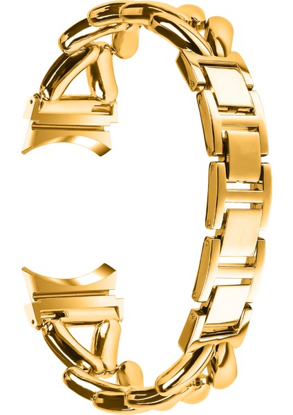 Samsung Galaxy Watch7 44MM/40MM Bükülmüş Saat Kayışı - Altın Için Konnektörlü Çinko Alaşımlı Saat Kayışı (Yurt Dışından)