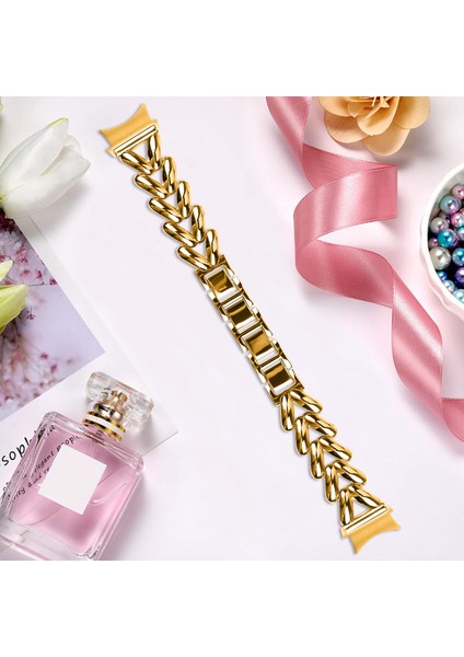 Samsung Galaxy Watch7 44MM/40MM Bükülmüş Saat Kayışı - Altın Için Konnektörlü Çinko Alaşımlı Saat Kayışı (Yurt Dışından) indirimleri